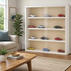 Wooden Wall Mounted Display Cabinet with Doors 4 Shelves Brown Collector