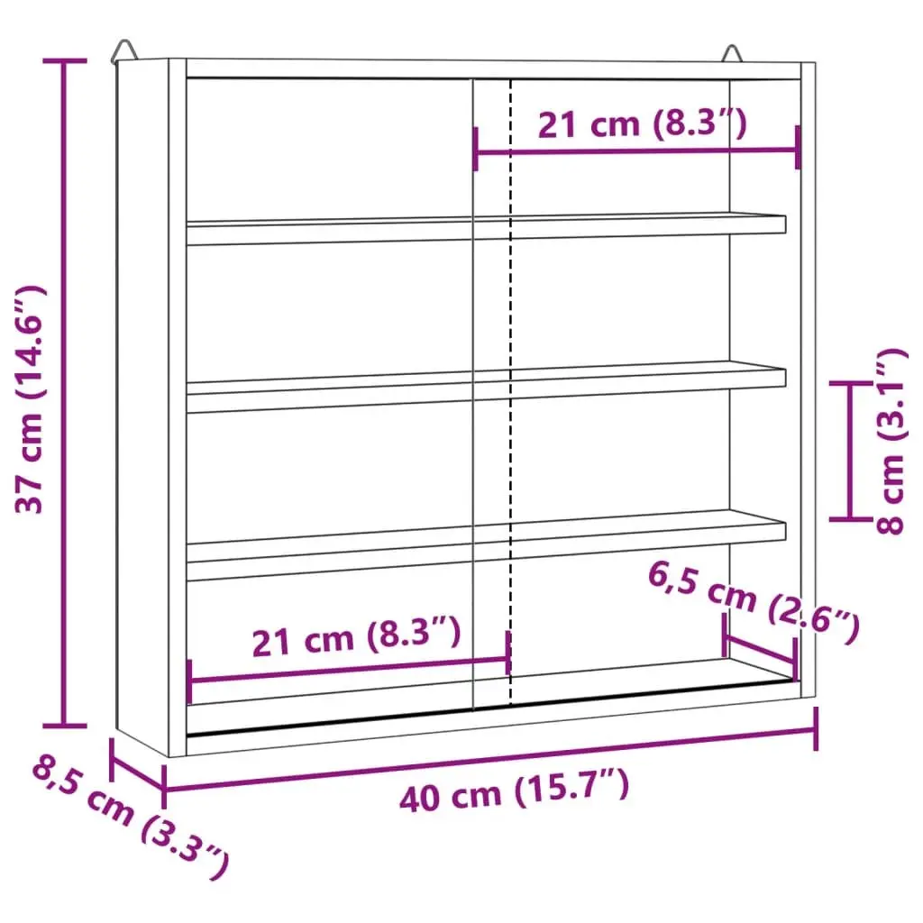 Wooden Wall Mounted Display Cabinet Plywood 40 x 8.5 x 37 cm Brown 4 Shelves