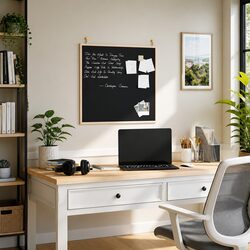 Chalkboard Bulletin Board with Pine Wood Frame 60x55 cm Memo Display Blackboard