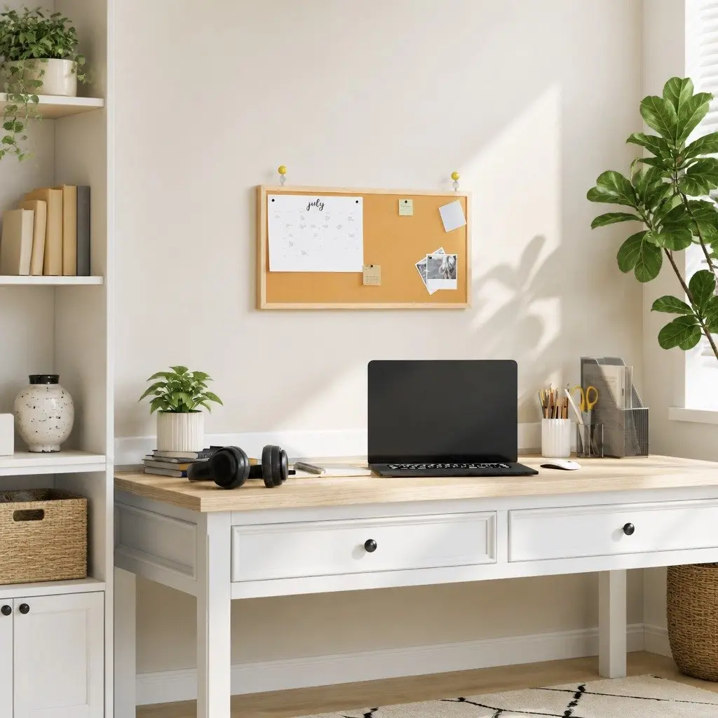 Cork Board Self-Healing Surface Solid Pine Wood Frame 60x30 cm Notice Display