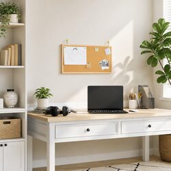 Cork Board with Pine Frame for Home or Office 60x30 cm