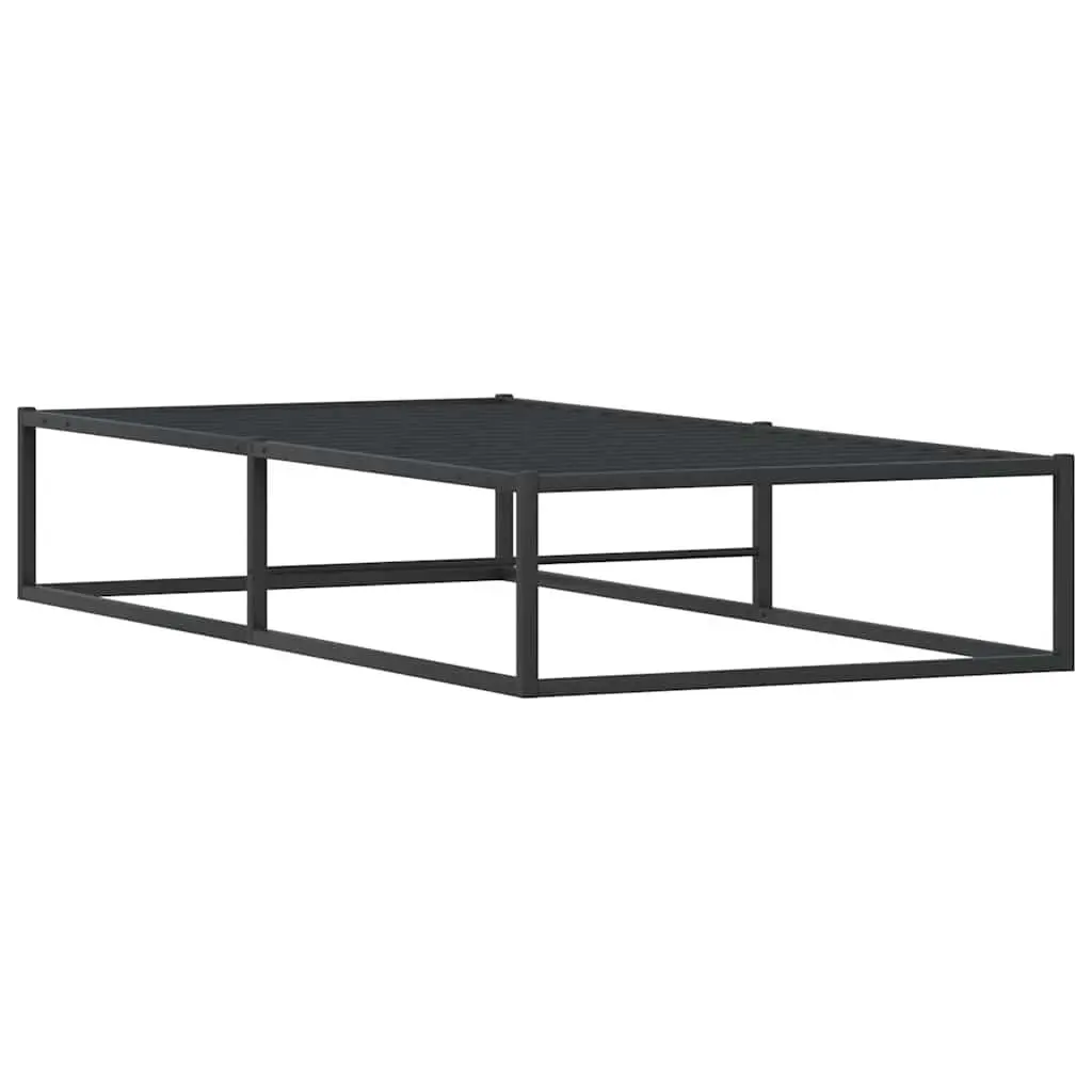Metal Bed Frame Single Black 92x187 cm Slatted Base Storage Space