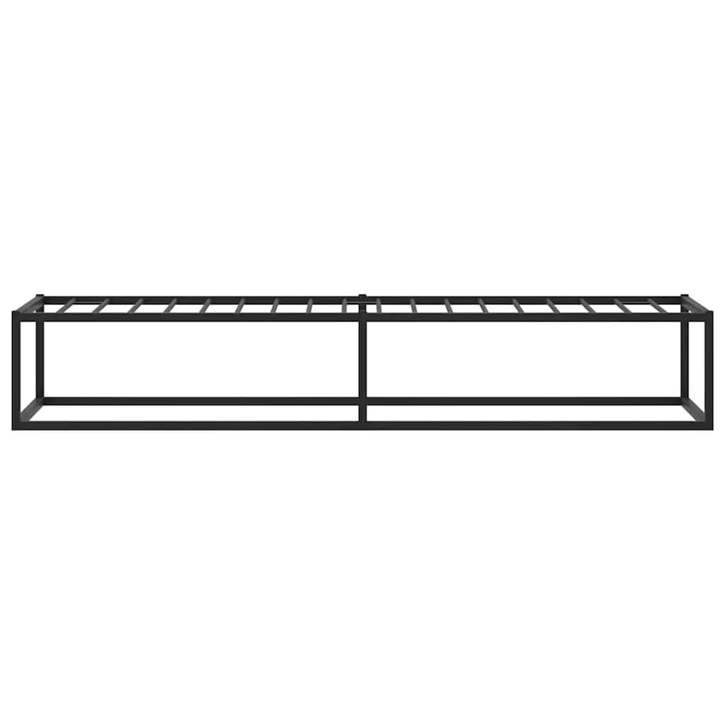 Metal Bed Frame Single Black 92x187 cm Slatted Base Storage Space