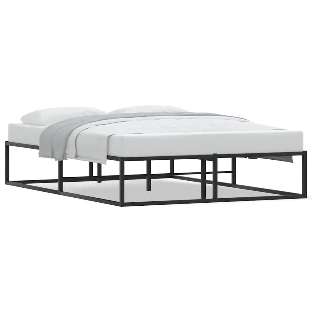 Metal Bed Frame Black 137x187cm Slatted Base for Bedroom with Under Bed Storage