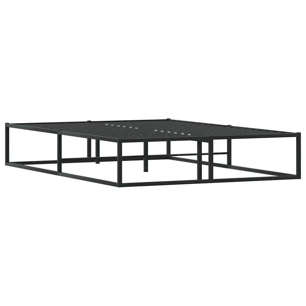 Metal Bed Frame Black 137x187cm Slatted Base for Bedroom with Under Bed Storage