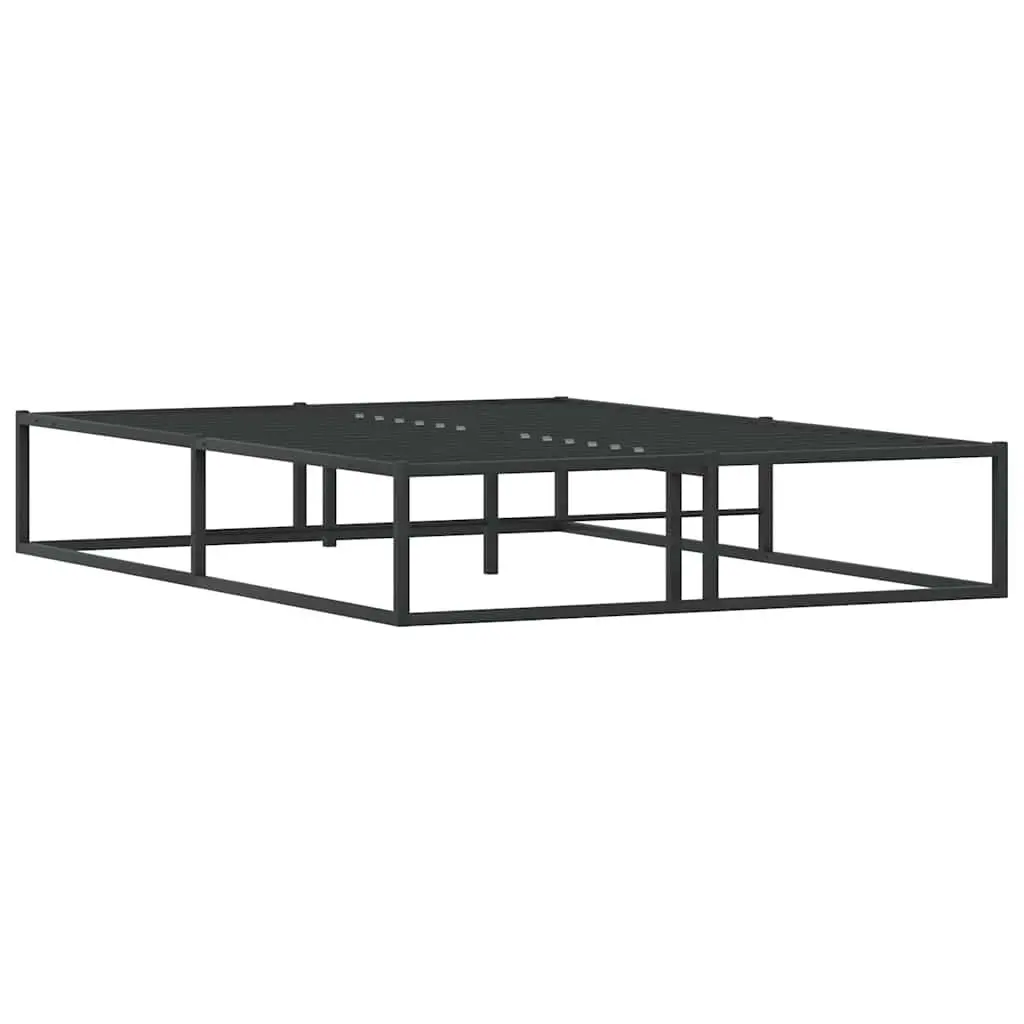 Metal Bed Frame Black 137x187cm Slatted Base for Bedroom with Under Bed Storage