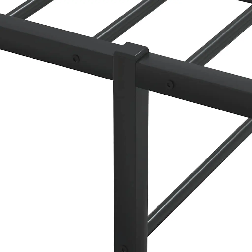 Metal Bed Frame Black 137x187cm Slatted Base for Bedroom with Under Bed Storage