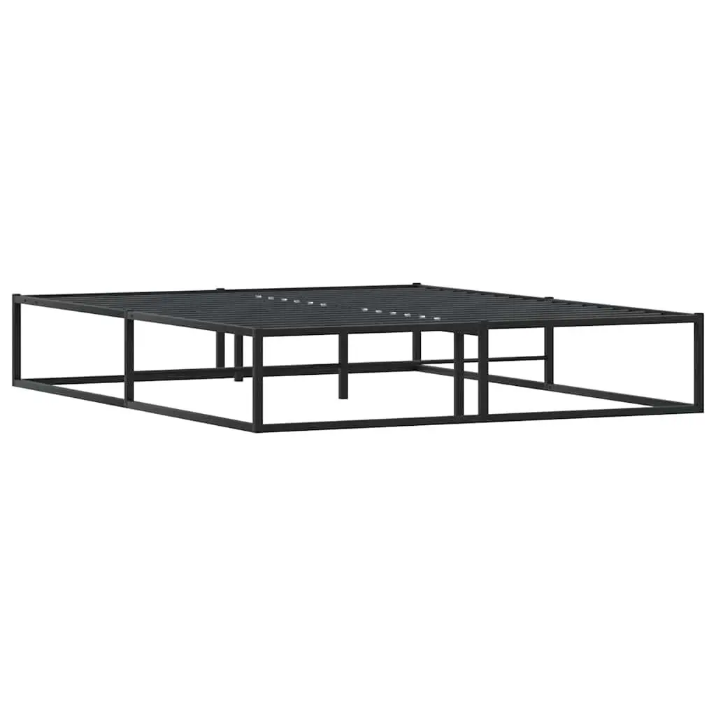 Metal Bed Frame Black 153x203 cm Slatted Base with Underbed Storage