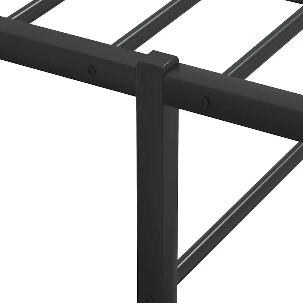 Metal Bed Frame Black 153x203 cm Slatted Base with Underbed Storage
