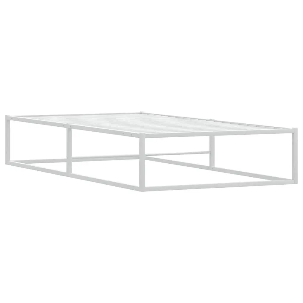 Metal Bed Frame White Slatted Base 92x187 cm with Under Bed Storage Space