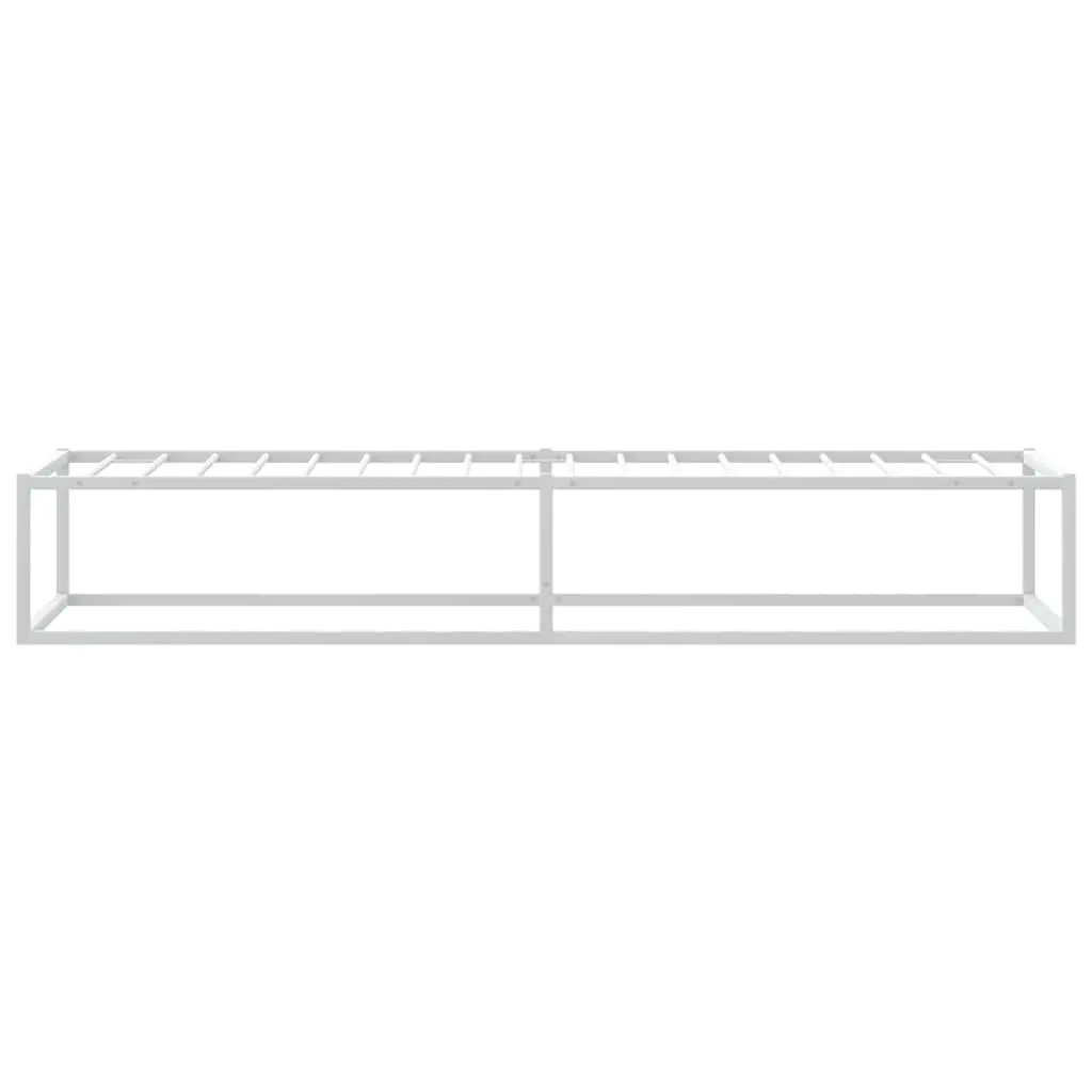 Metal Bed Frame White Slatted Base 92x187 cm with Under Bed Storage Space