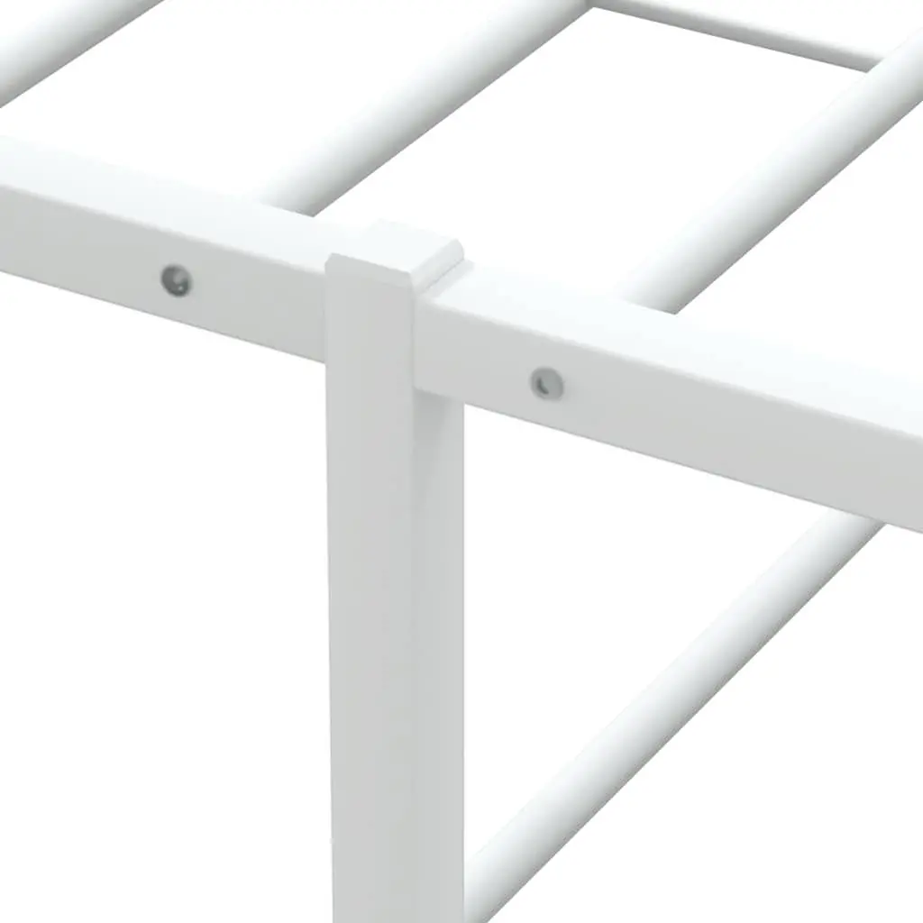 Metal Bed Frame White Slatted Base 92x187 cm with Under Bed Storage Space