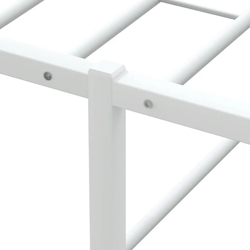 White Metal Bed Frame Slatted Base 137x187 cm Under Bed Storage Furniture