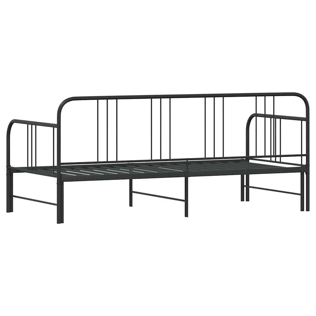 Daybed with Trundle Powder-coated Metal Frame Black 92x187 cm