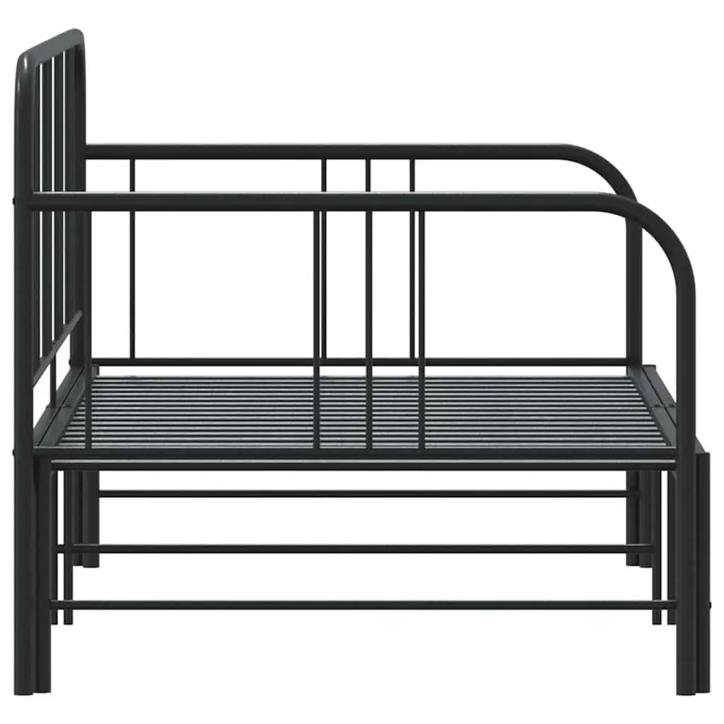 Daybed with Trundle Powder-coated Metal Frame Black 92x187 cm