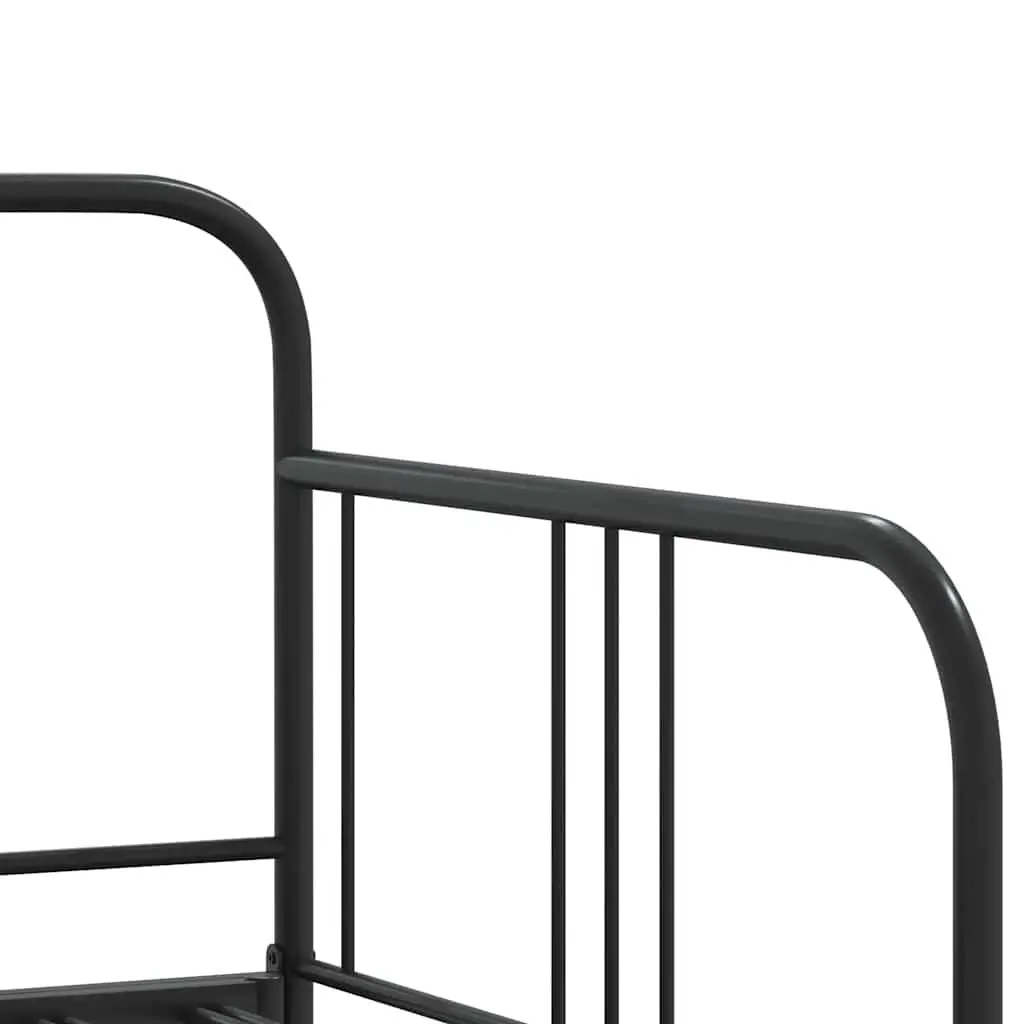 Daybed with Trundle Powder-coated Metal Frame Black 92x187 cm