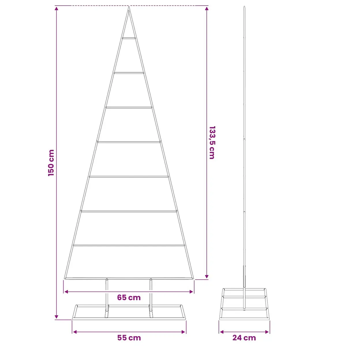 Metal Christmas Tree Frame 150cm Black DIY Modern Seasonal Decoration