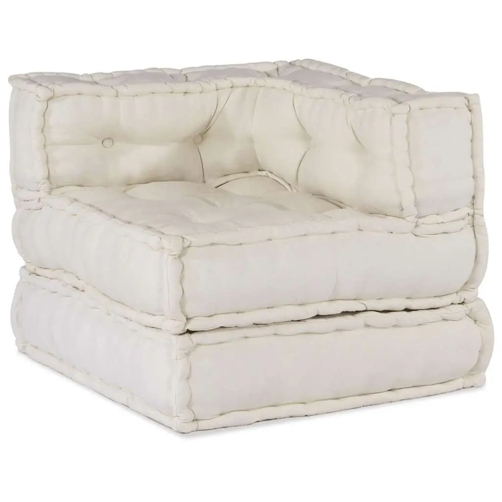 Modular Sofa Unit Cotton Floor Cushion 70x70x54 Cream Soft Seating Lounge