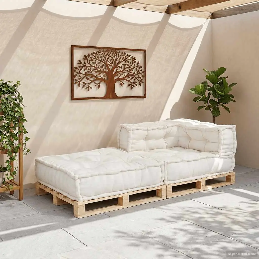 Modular Sofa Unit Cotton Floor Cushion 70x70x54 Cream Soft Seating Lounge
