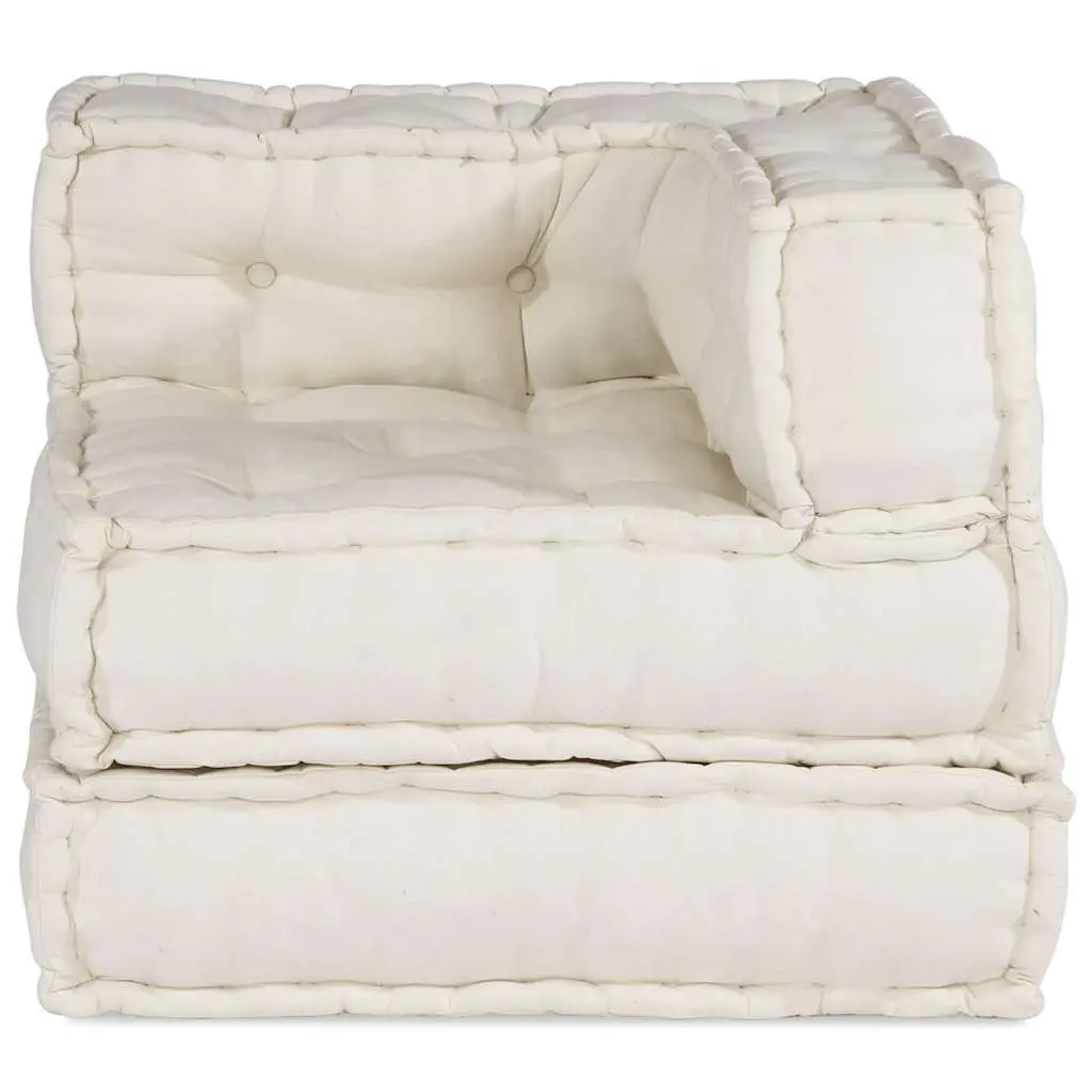 Modular Sofa Unit Cotton Floor Cushion 70x70x54 Cream Soft Seating Lounge