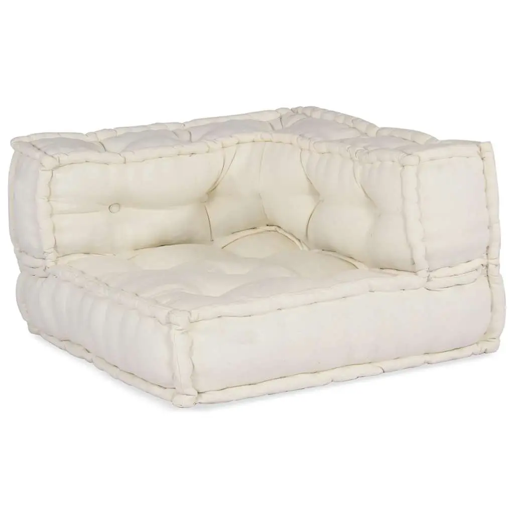 Modular Sofa Unit Cotton Floor Cushion 70x70x54 Cream Soft Seating Lounge
