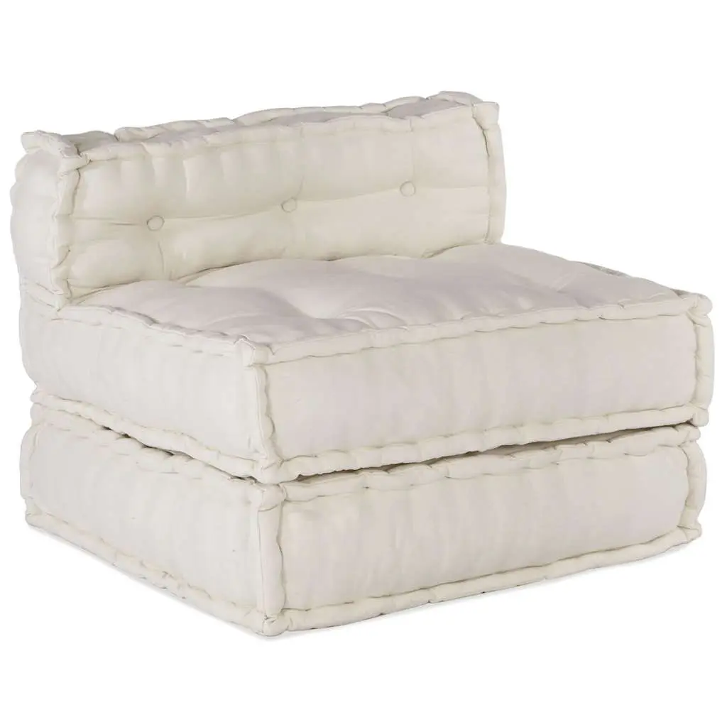Modular Floor Cushion Sofa Unit Foam Filling Cotton Fabric 70x70x54cm Cream