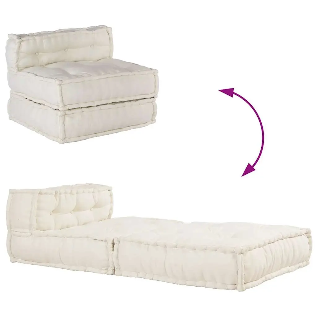 Modular Floor Cushion Sofa Unit Foam Filling Cotton Fabric 70x70x54cm Cream