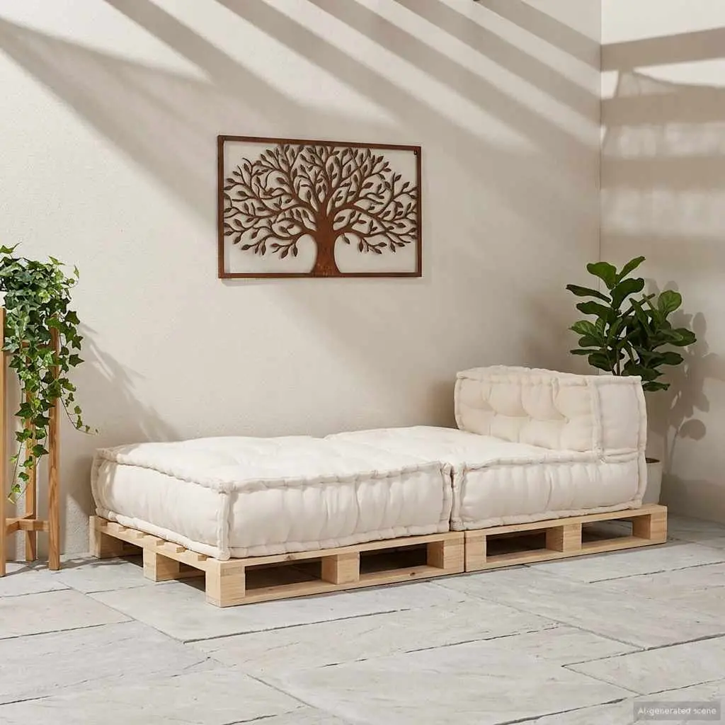 Modular Floor Cushion Sofa Unit Foam Filling Cotton Fabric 70x70x54cm Cream