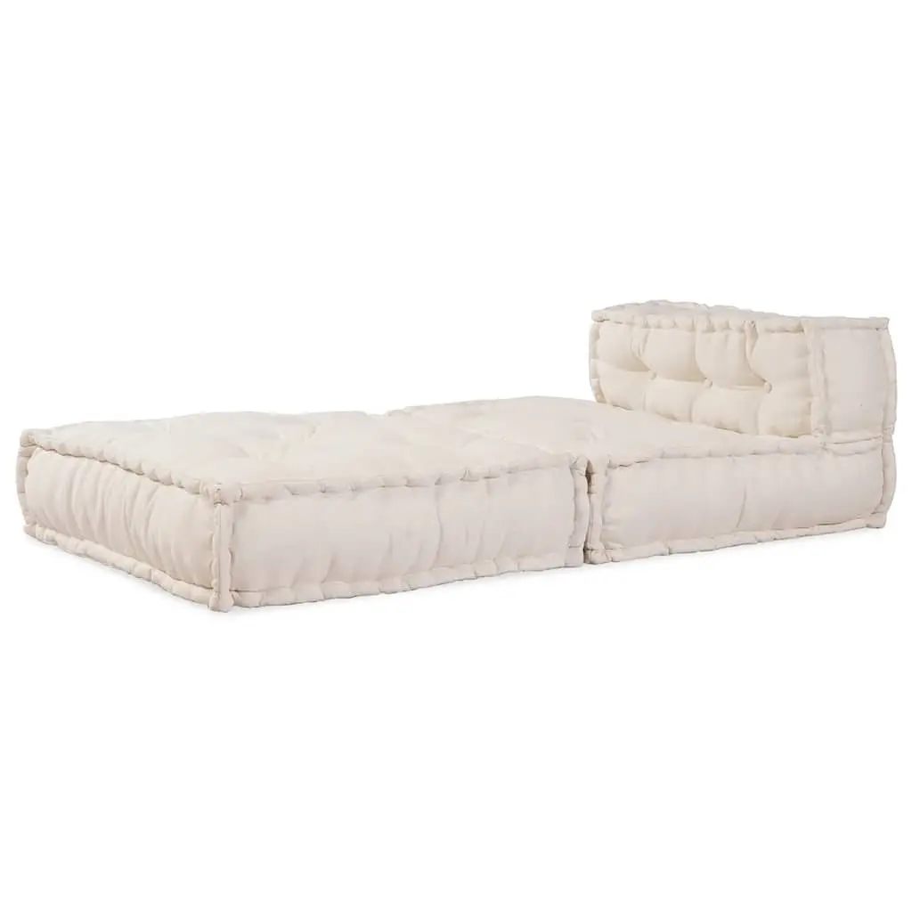 Modular Floor Cushion Sofa Unit Foam Filling Cotton Fabric 70x70x54cm Cream