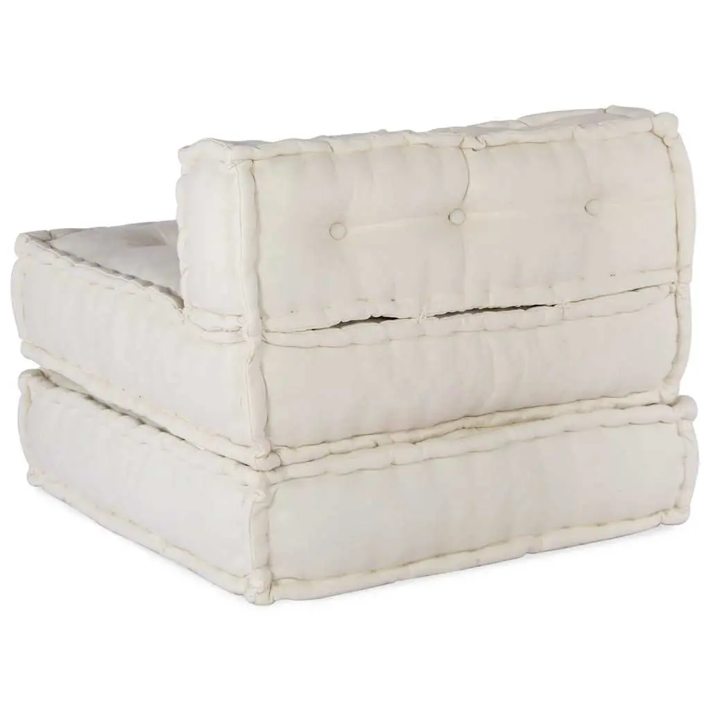 Modular Floor Cushion Sofa Unit Foam Filling Cotton Fabric 70x70x54cm Cream