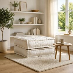 Modular Sofa Unit Floor Cushion Seat Cream 70x70x36 Flexible Reconfigurable