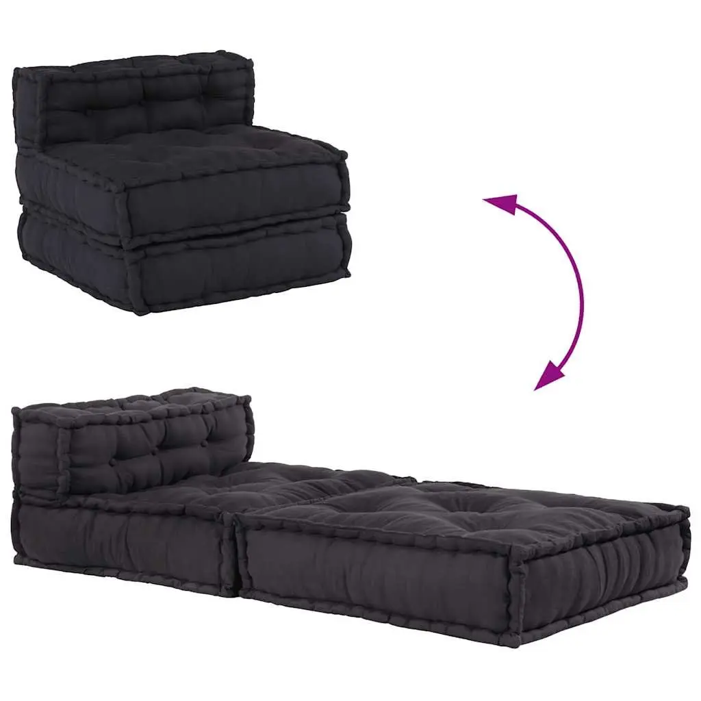 Modular Sofa Unit Foam Filled Anthracite Cotton 70 x 70 x 54 cm