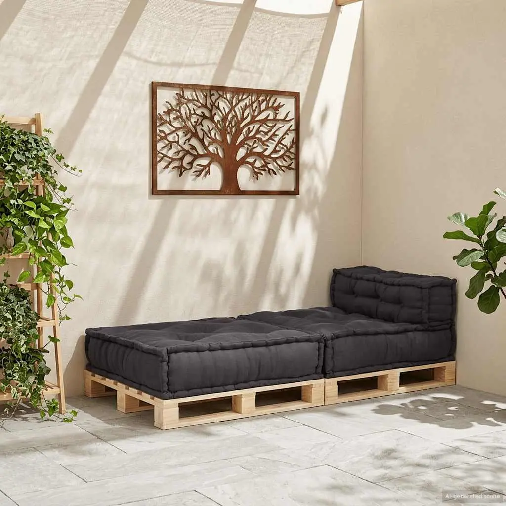 Modular Sofa Unit Foam Filled Anthracite Cotton 70 x 70 x 54 cm