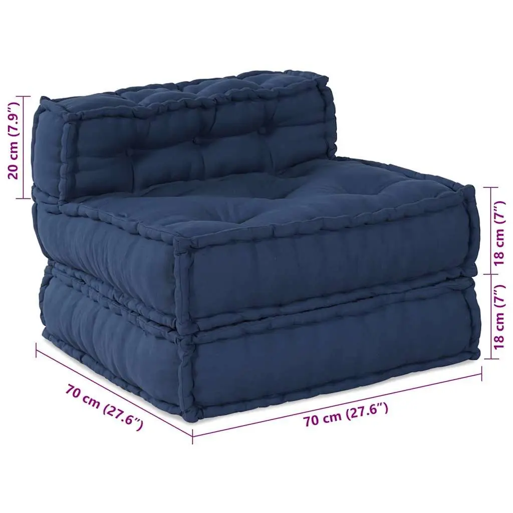 Modular Sofa Unit Fabric 70x70x56cm Indigo Indoor Outdoor Lounge Seating