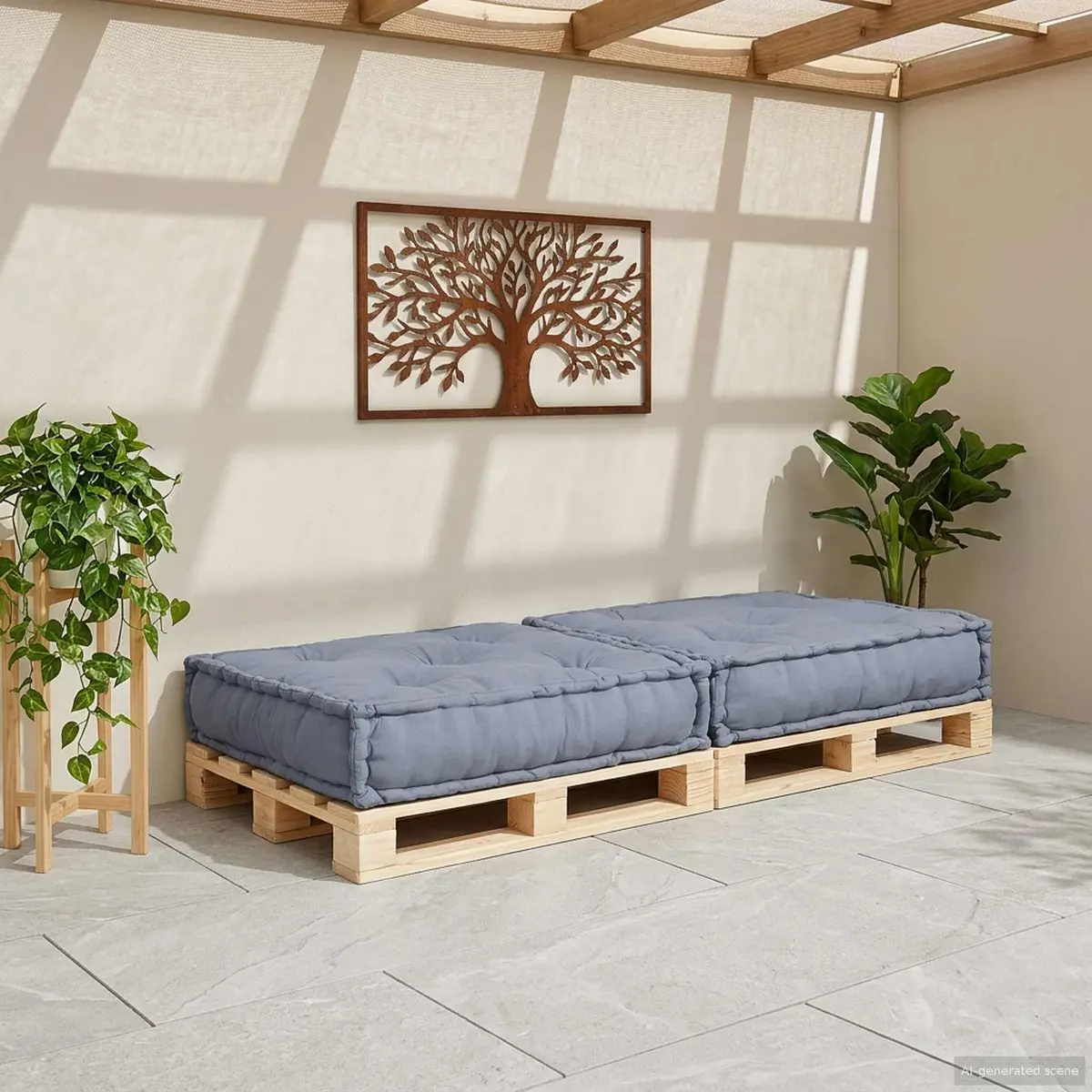 Modular Sofa Unit Grey 70x70x36cm Fabric Cushion Indoor Outdoor Living Room