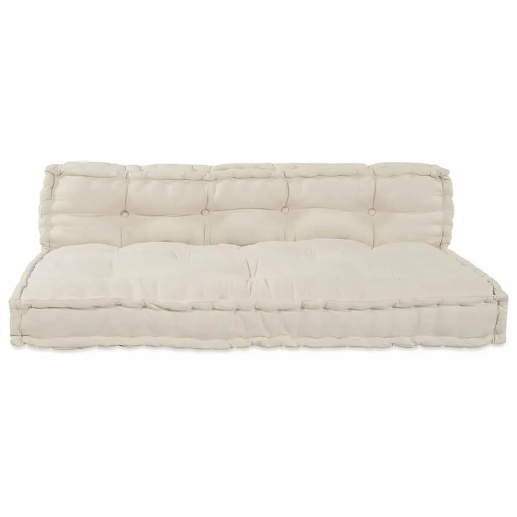 Pallet Sofa Cushion Foam Filled Fabric 120 x 80 x 38 cm Cream 2 Piece Modern Indoor Outdoor Seating