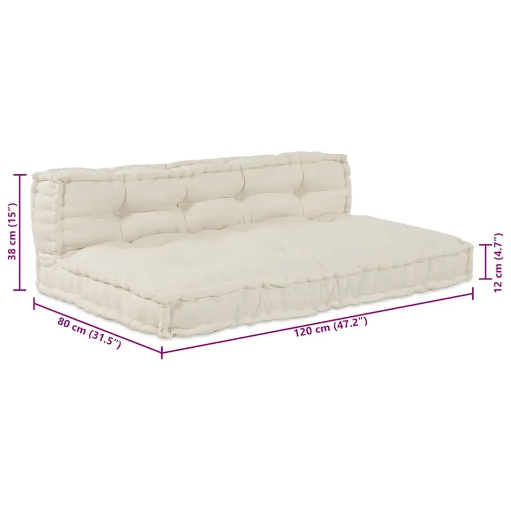 Pallet Sofa Cushion Foam Filled Fabric 120 x 80 x 38 cm Cream 2 Piece Modern Indoor Outdoor Seating