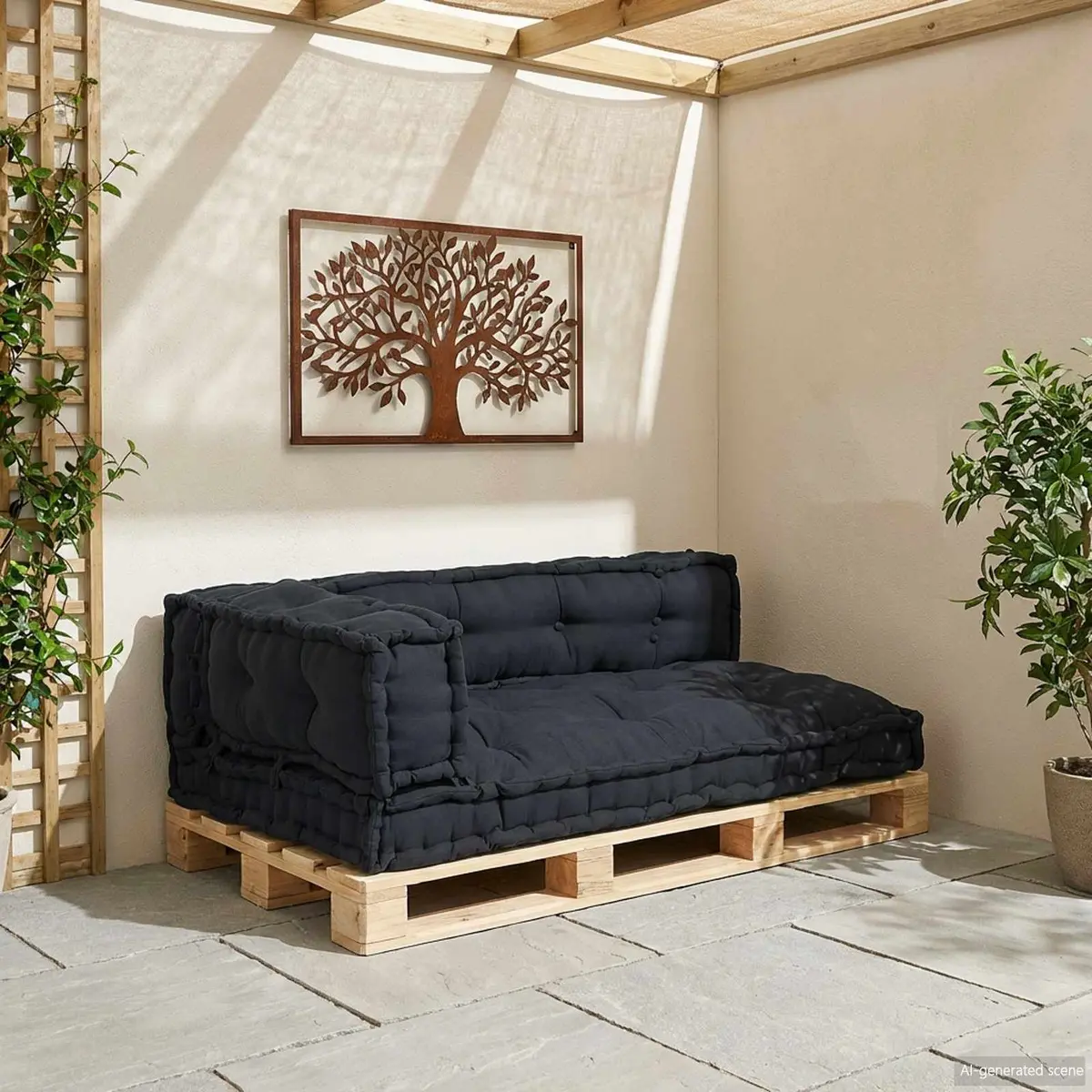 Modular Fabric Pallet Sofa Cushions Anthracite 3 Piece Set 120x80x38cm Indoor Outdoor