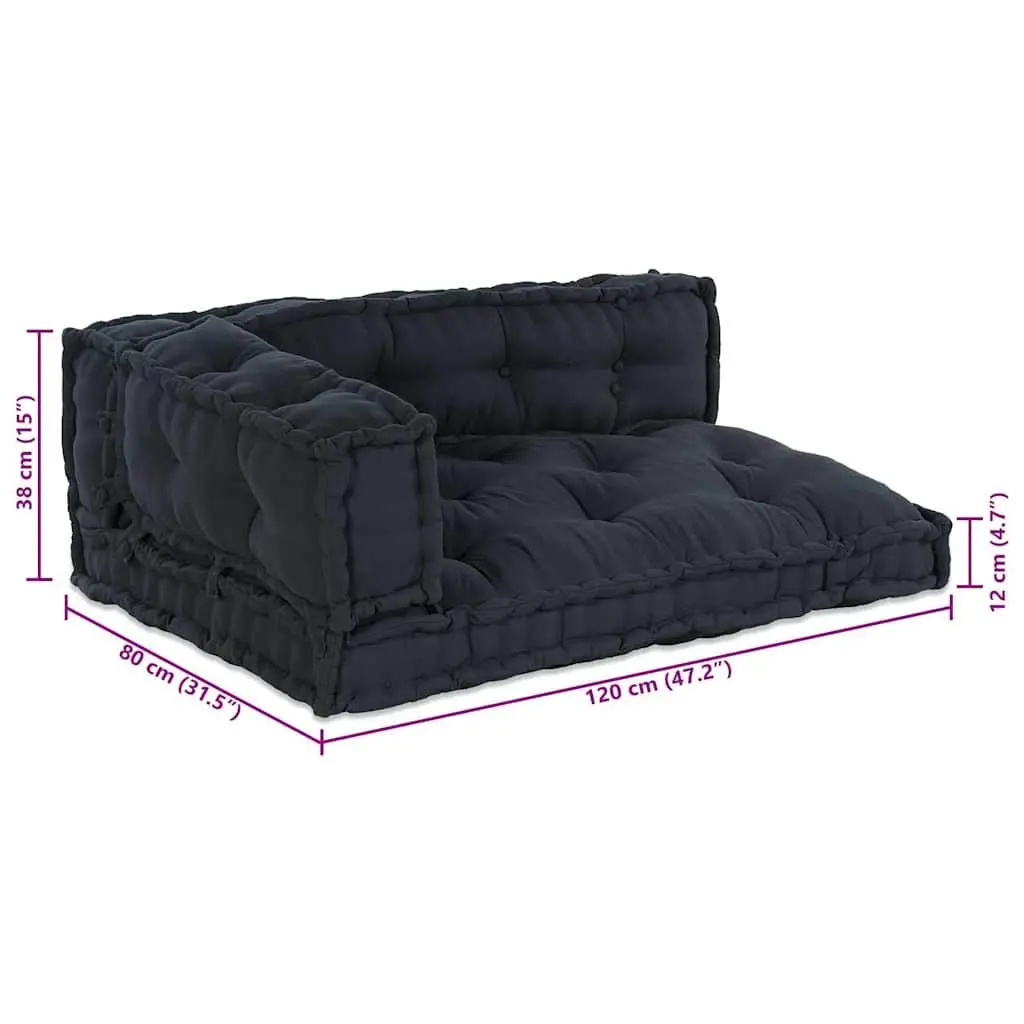 Modular Fabric Pallet Sofa Cushions Anthracite 3 Piece Set 120x80x38cm Indoor Outdoor