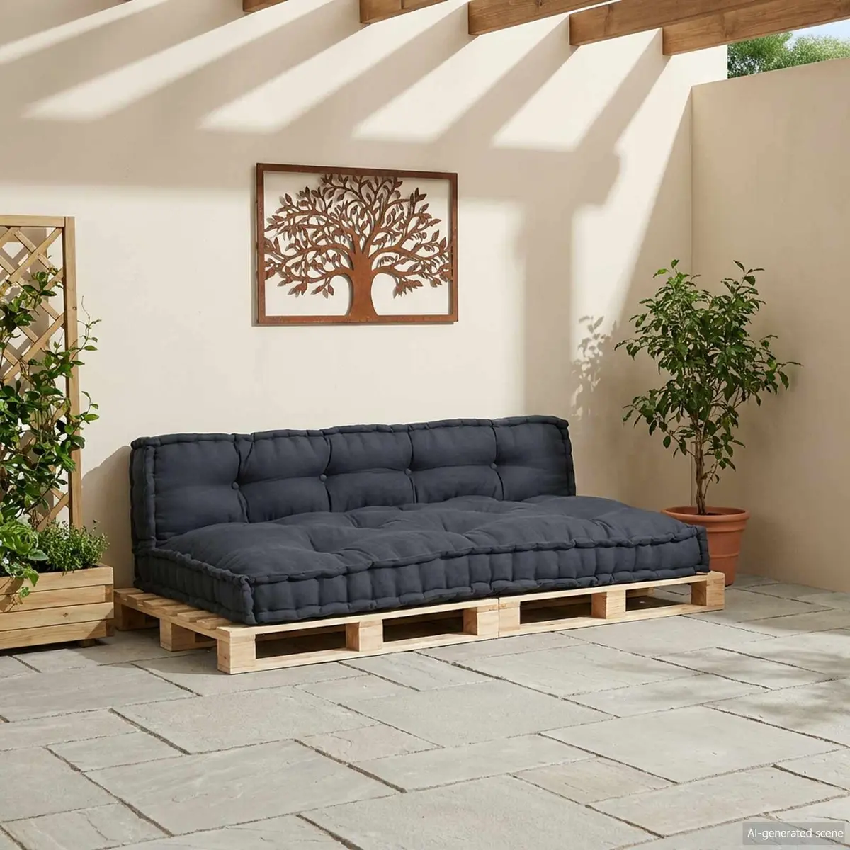Pallet Sofa Cushion Fabric Upholstery 120 x 80 x 38 cm Anthracite 2 pcs