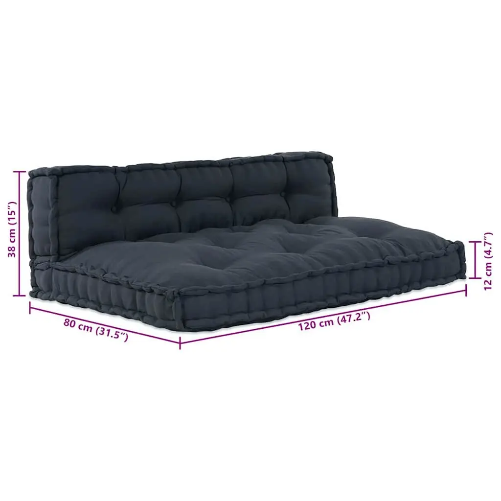 Pallet Sofa Cushion Fabric Upholstery 120 x 80 x 38 cm Anthracite 2 pcs