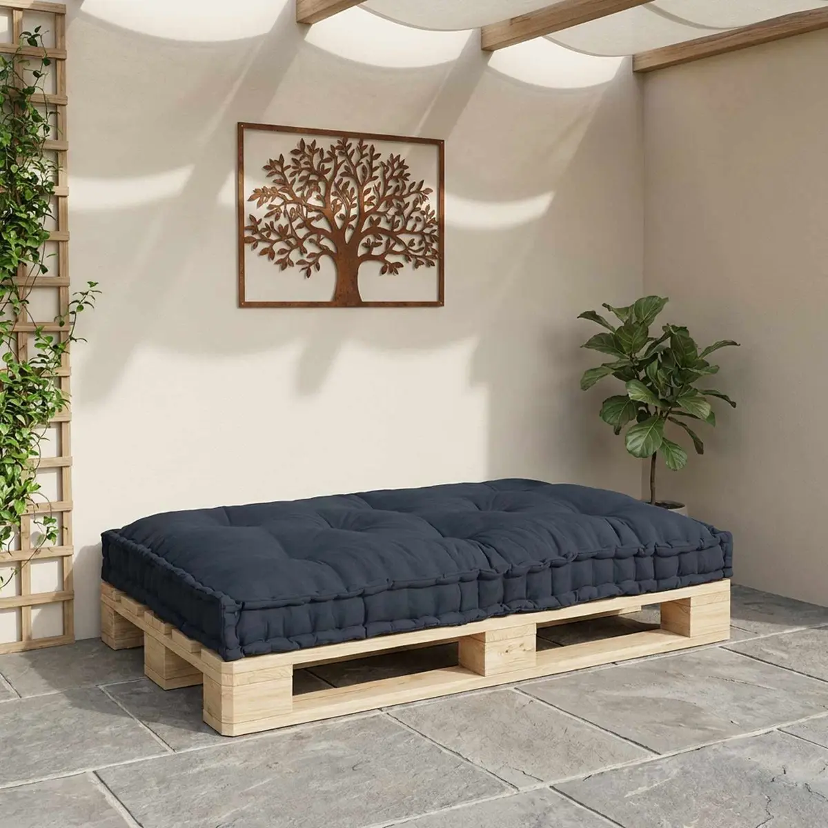Pallet Sofa Cushion Foam Fabric 120 x 80 x 12 cm Anthracite