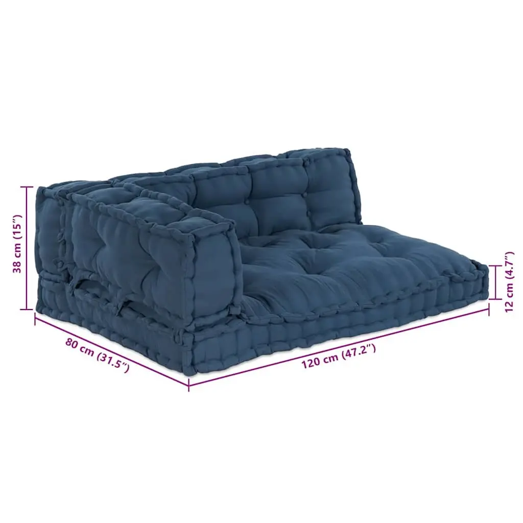 Pallet Sofa Cushion Foam Fabric 120 x 80 x 38 cm Blue 3 Piece