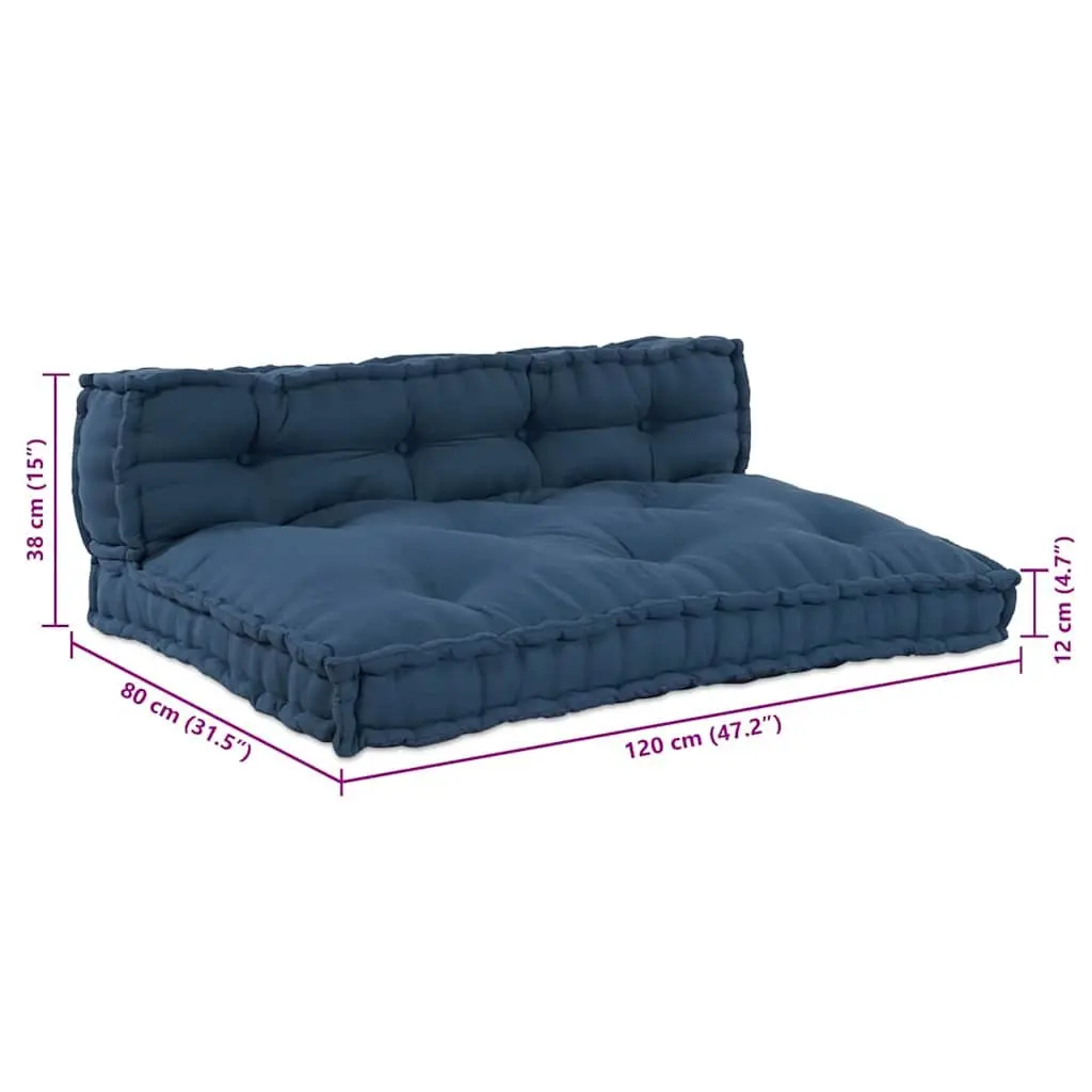 Pallet Sofa Cushion 2 pcs Blue 120 x 80 x 38 cm Fabric Indoor Outdoor