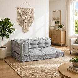 Practical 3-Piece Grey Modular Sofa Cushions