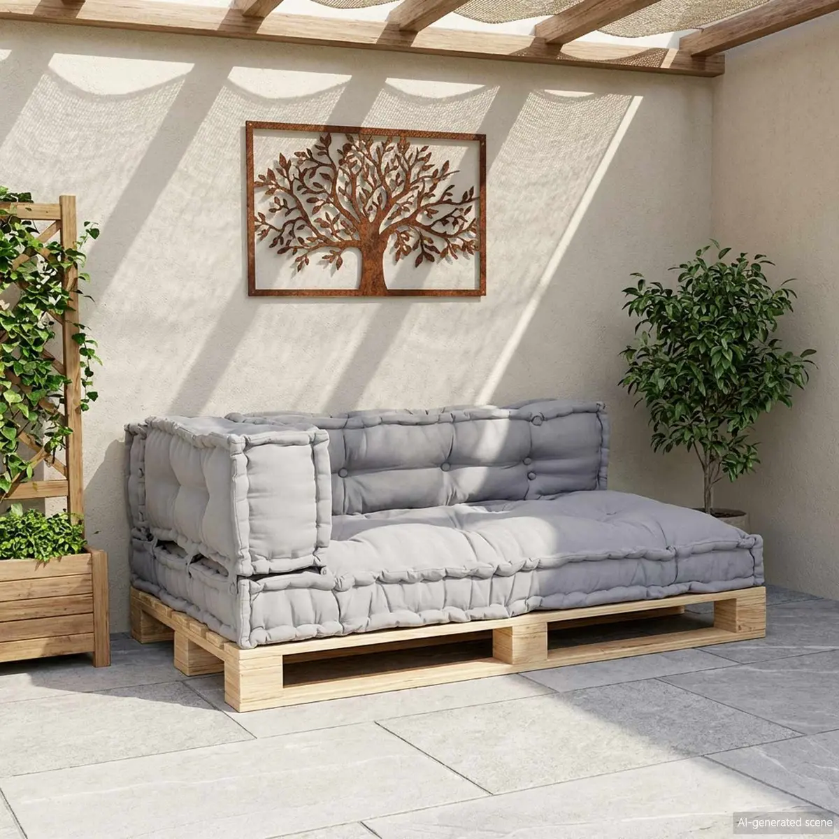 3-Piece Grey Modular Sofa Cushions