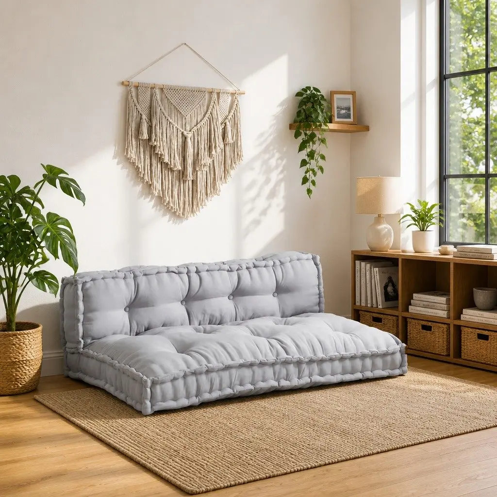 Pallet Sofa Cushion Fabric 120x80x38cm Grey Modular Indoor Outdoor Seating 2 pcs