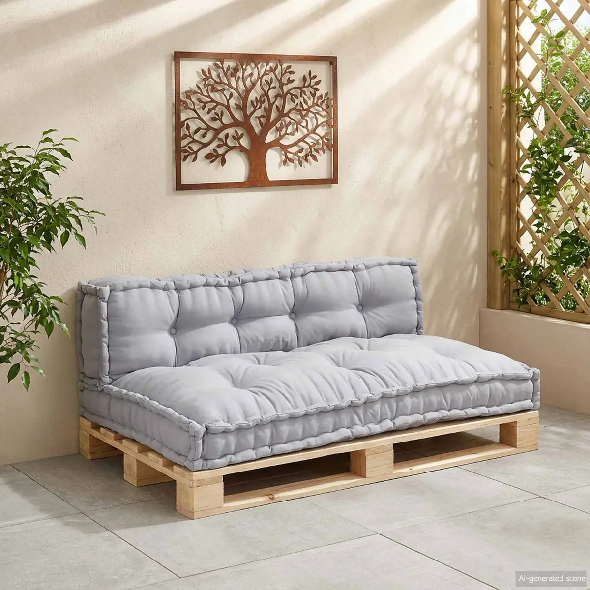 Pallet Sofa Cushion Fabric 120x80x38cm Grey Modular Indoor Outdoor Seating 2 pcs