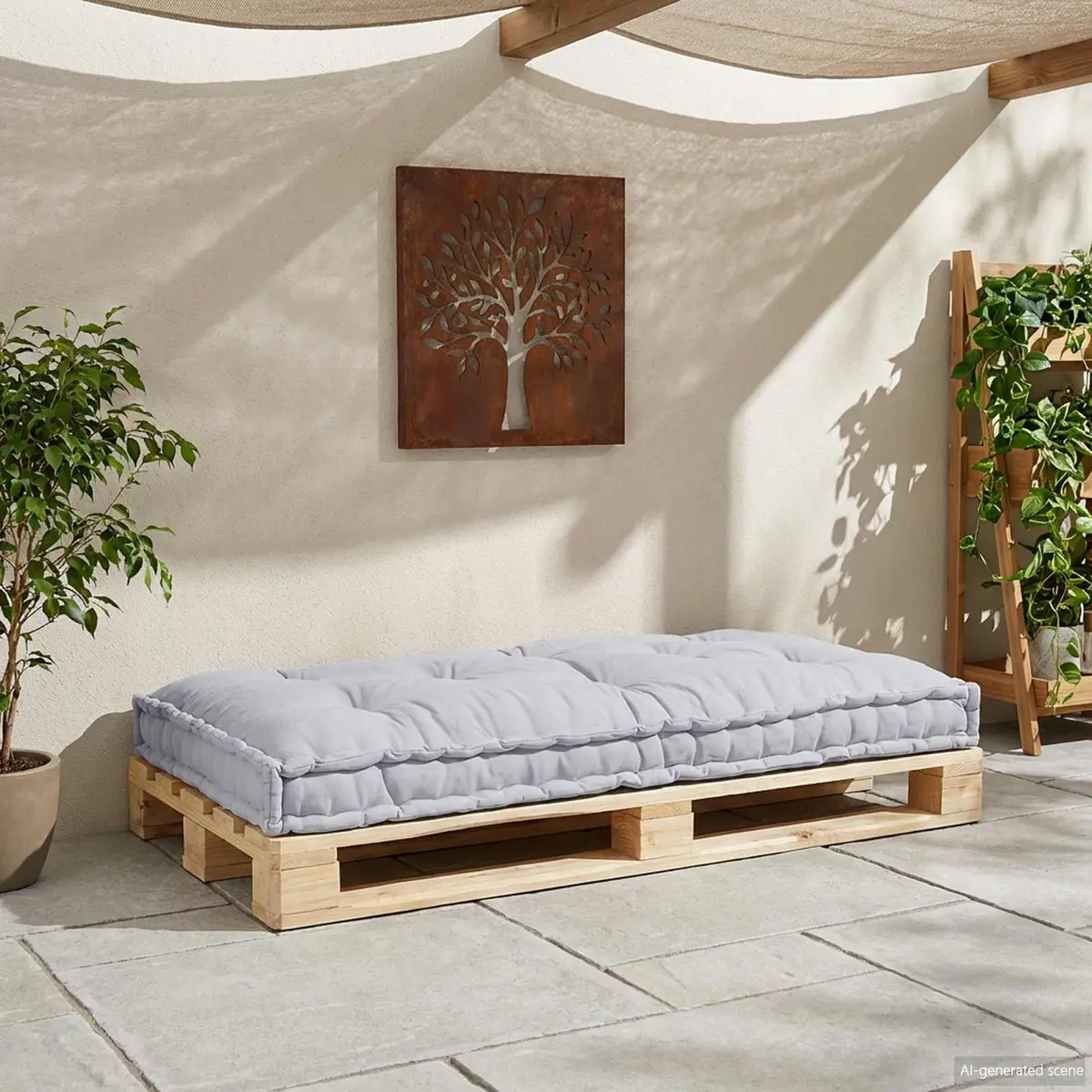 Modular Cushion Fabric Grey 120x80x12cm Indoor Outdoor Pallet Sofa Seating