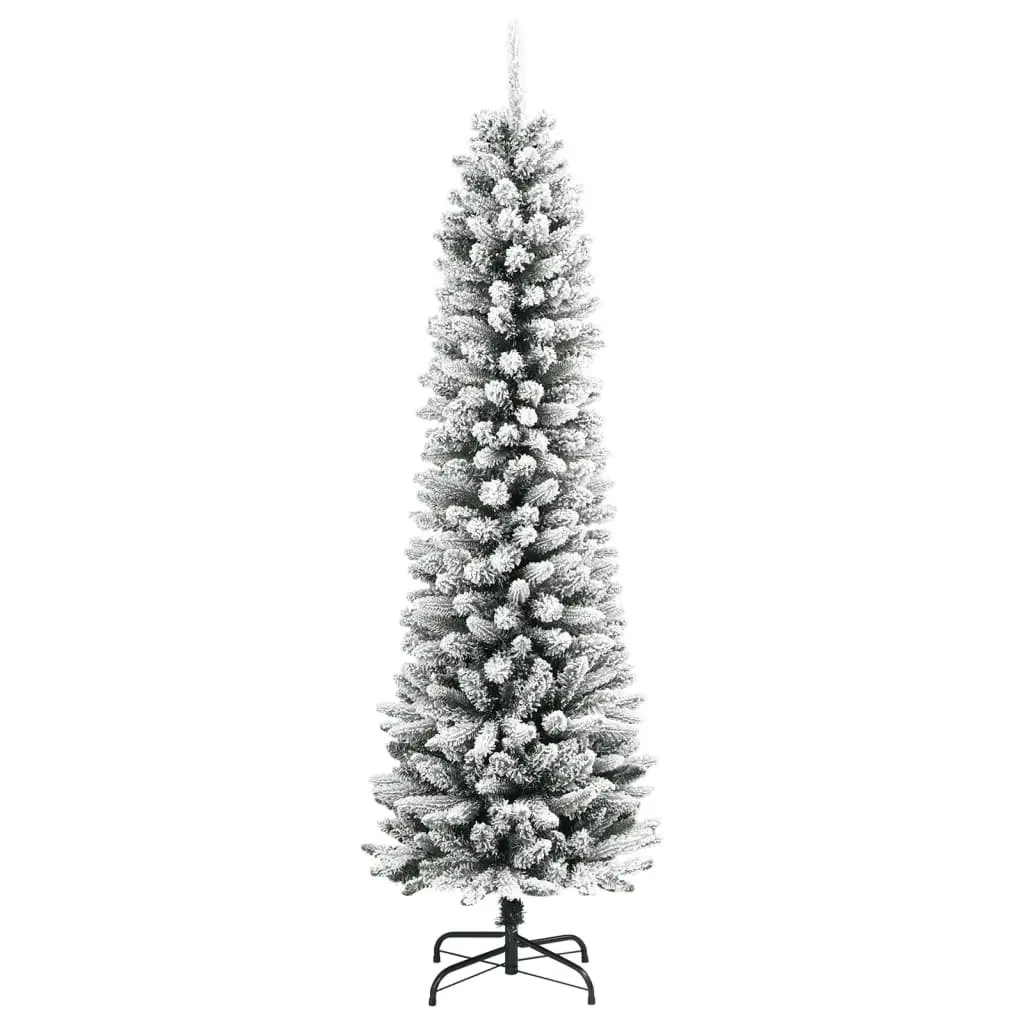 Artificial Christmas Tree Slim 240cm Flocked Snow White PVC PE